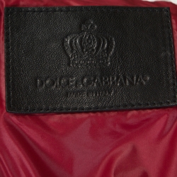 Pre Owned Dolce and Gabbana Black Leather Patch Detail Bomber Jacket L