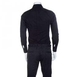 Pre Owned Dolce & Gabbana Gold Black Cotton Button Front Long Sleeve Shirt S