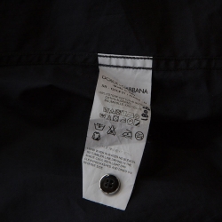 Pre Owned Dolce & Gabbana Gold Black Cotton Button Front Long Sleeve Shirt S