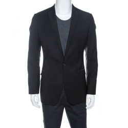 Pre Owned Dolce & Gabbana Black Wool Jacquard Lapel Detail Blazer M