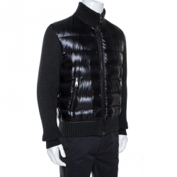 Pre Owned Dolce & Gabbana Black Quilted Rib Knit Trim Bomber Jacket L
