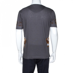 مملوكة مسبقًا تي شيرت دولتشي أند غابانا رقبة مستديرة قطن طباعة Knight  رمادي S