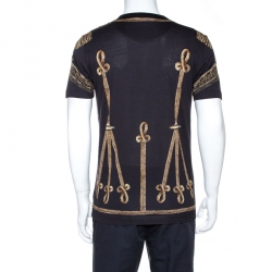 Pre Owned Dolce & Gabbana Black Military Print Cotton T-Shirt M