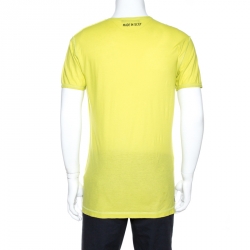 Pre Owned Dolce & Gabbana Lime Green Sicily Print Cotton T-Shirt M