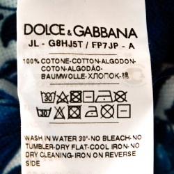 Pre Owned Dolce & Gabbana Blue Majolica Print Cotton Polo T-Shirt M