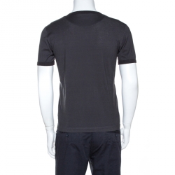 Pre Owned Dolce & Gabbana Dark Grey Wise Monkey Print Cotton T-Shirt M