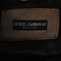 Pre Owned Dolce & Gabbana Brown Burnished Leather Jacket XL