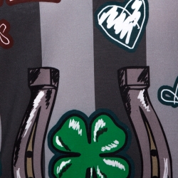 Pre Owned Dolce & Gabbana Grey Striped Print Cotton Crew Neck T-Shirt M