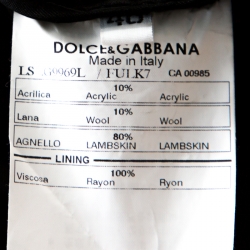 Pre Owned Dolce & Gabbana Black Lamb Leather Zip Front Jacket M