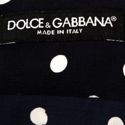 مملوكة مسبقًا Dolce & Gabbana Navy Blue Polka Dot Silk Long Sleeve Shirt M