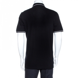 Pre Owned Dolce & Gabbana Black Crown Embroidered Cotton Polo T-Shirt L
