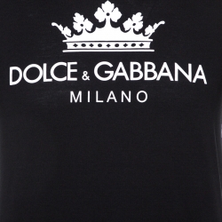 Pre Owned Dolce & Gabbana Black Logo Print Cotton Crew Neck T-Shirt S