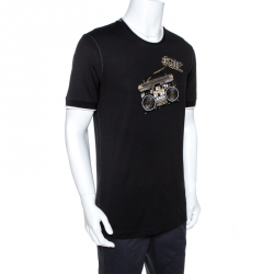 مملوكة مسبقًا Dolce & Gabbana Black Smile Embellished Cotton T-Shirt XL