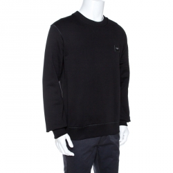 Pre Owned Dolce & Gabbana Black Cotton Logo Plaque Detail Sweatshirt L
