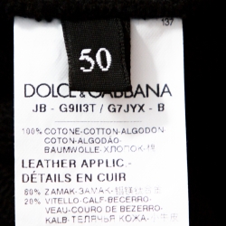 مملوكة مسبقًا Dolce & Gabbana Black Cotton Logo Plaque Detail Hoodie L