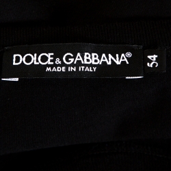 Pre Owned Dolce & Gabbana Black Cotton Crest Patch Applique T-Shirt XXL