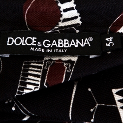 مملوكة مسبقًا Dolce & Gabbana Black Jazz Club Print Cotton Polo T-Shirt XXL