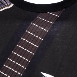 مملوكة مسبقًا تي شيرت دولتشي أند غابانا قطن مطبوع نقشة غيتار أسود XXL 
