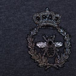 Pre Owned Dolce & Gabbana Grey Cotton Crown & Bee Embroidered T-Shirt XL