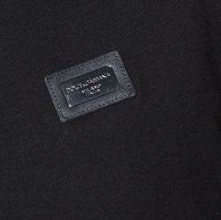 مملوكة مسبقًا  تي شيرت دولتشي آند غابانا بشعار الماركة قطن أسود مقاس كبير جدًا (إكس لارج)