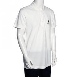 مملوكة مسبقًا تي شيرت بولو دولتشي آند غابانا قطن أبيض بيكيه ديزني مقاس كبير جدًا جدًا (إكس إكس لارج)