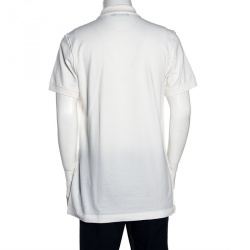 مملوكة مسبقًا تي شيرت بولو دولتشي آند غابانا قطن أبيض بيكيه ديزني مقاس كبير جدًا جدًا (إكس إكس لارج)