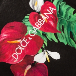 مملوكة مسبقًا Dolce & Gabbana Black Cotton Anthurium Print T Shirt 3XL