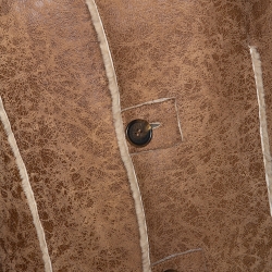 Pre Owned Dolce & Gabbana Beige Leather Fur Lined Long Coat S