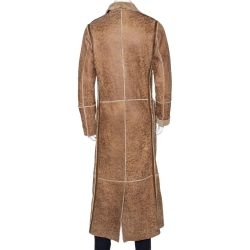 Pre Owned Dolce & Gabbana Beige Leather Fur Lined Long Coat S
