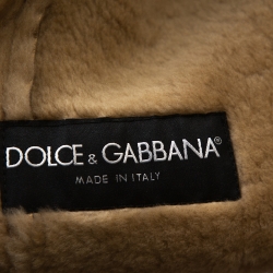 Pre Owned Dolce & Gabbana Beige Leather Fur Lined Long Coat S