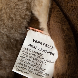 Pre Owned Dolce & Gabbana Beige Leather Fur Lined Long Coat S