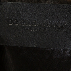 Pre Owned Dolce & Gabbana Black Leather Zip Front Bomber Jacket S