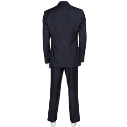 مملوكة مسبقًا Dolce & Gabbana Black Striped Wool Tailored Suit XXL