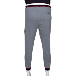 Pre Owned بنطلون رياضي دولتشي أند غابانا مزين بتطريز تاج تريكو رصاصي مقاس صغير (سمول) 