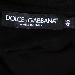 Pre Owned تي شيرت بولو دولتشي أند غابانا تاج مطرز بيك قطن أسود S