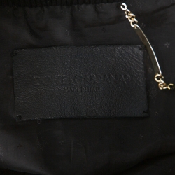 Pre Owned Dolce & Gabbana Black Leather Bomber Jacket XL