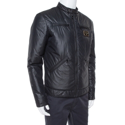مملوكة مسبقًا Dolce & Gabbana Black Quilted Vest Detail Zip Front Jacket L