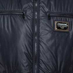 مملوكة مسبقًا Dolce & Gabbana Black Quilted Vest Detail Zip Front Jacket L