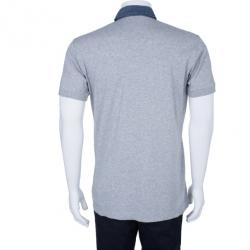 Pre Owned قميص بولو دولتشي أند غابانا دينم ألوان متباينة رمادي داكن رجالي XXL