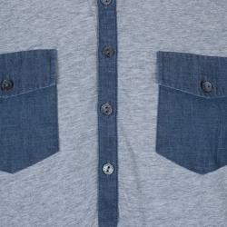 Pre Owned قميص بولو دولتشي أند غابانا دينم ألوان متباينة رمادي داكن رجالي XXL