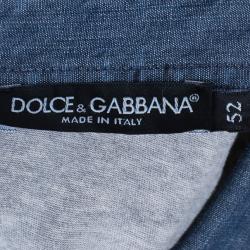 Pre Owned قميص بولو دولتشي أند غابانا دينم ألوان متباينة رمادي داكن رجالي XXL