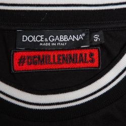 Pre Owned Dolce & Gabbana Black Logo Print Cotton Millennials Crewneck T-Shirt L