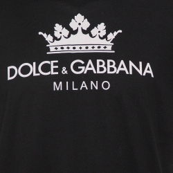 Pre Owned Dolce & Gabbana Black Logo Print Cotton Millennials Crewneck T-Shirt L