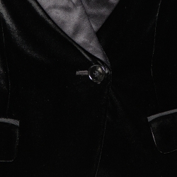 Pre Owned Dolce & Gabbana Black Velvet & Satin Lapel Detailed Blazer XXS