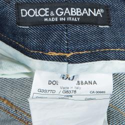 Pre Owned بنطلون جينز دولتشي أند غابانا أزرق بخياطة متباينة مقاس L