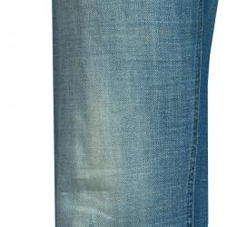 Pre Owned بنطلون جينز دولتشي أند غابانا أزرق فاتح باهت بنمط ممزق L