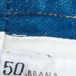 Pre Owned بنطلون جينز دولتشي أند غابانا أزرق فاتح باهت بنمط ممزق L