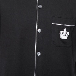 Pre Owned Dolce & Gabbana Black Cotton Jersey Crown Embroidered Shirt L