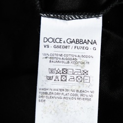 Pre Owned Dolce & Gabbana Black Cotton Jersey Crown Embroidered Shirt L
