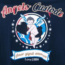 Pre Owned Dolce & Gabbana Navy Blue Angel Printed Cotton Crew Neck T-Shirt M